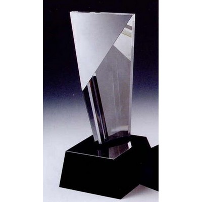 Black Optic Crystal Excellence Award w/Cube Base (9"x4"x4")