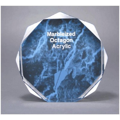 Octagon Acrylic Blue Marbleized Award - 7" Diameter