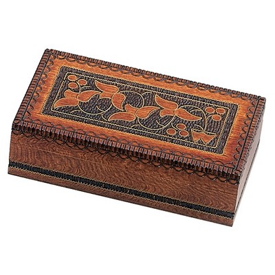 Traditional Wood Box w/Vine Pattern (6 7/8"x3 3/4"x2")