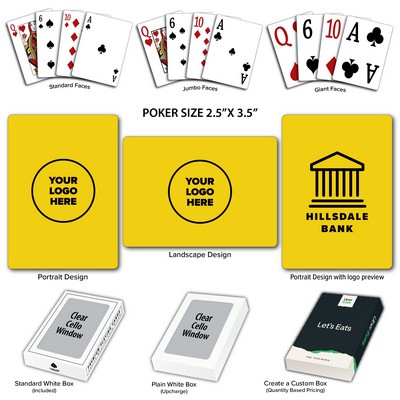 Solid Back Yellow Poker Size Playing Cards