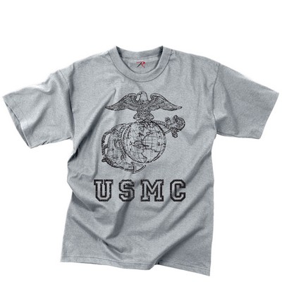 Vintage Gray U.S.M.C Globe & Anchor Military T-Shirt (S to XL)