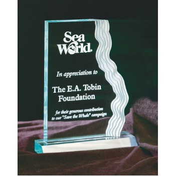 Jade Edge Acrylic Award w/ Frosted White Waterfall - 6 1/2"x9"