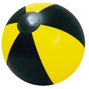 16" Inflatable Yellow and Black Beach Ball