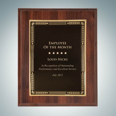 High Gloss Cherry Finish Wall Plaque w/ Gold Aluminum Plate (7"x9")