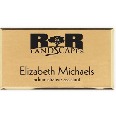 Engraved Metallic Name Badge - Gold, 3" x 1"