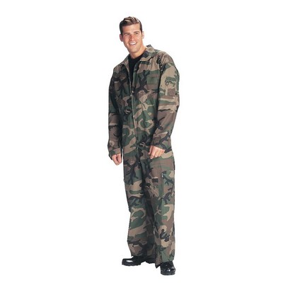 Adult Woodland Camouflage Long Sleeve Flightsuit (S to XL)