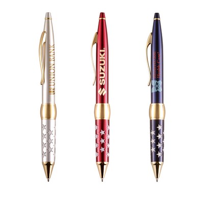 Patriot Ballpoint Pen w/Rubber Star Grip