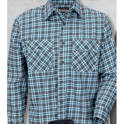 Bulwark™ Plaid Uniform Shirt - Navy Blue/Khaki Tan