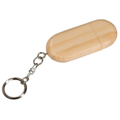 8GB Bamboo USB Flash Drive Key Chain