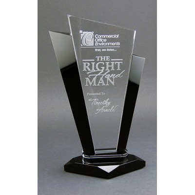 Clear And Black Crystal Award On Black Glass Base