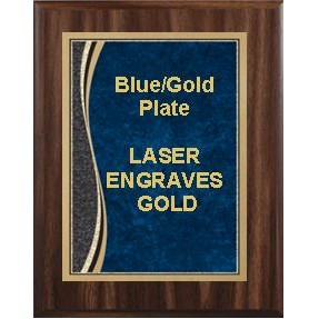 Walnut Plaque 9" x 12" - Blue/Gold Patina Marble 7" x 10" Plate