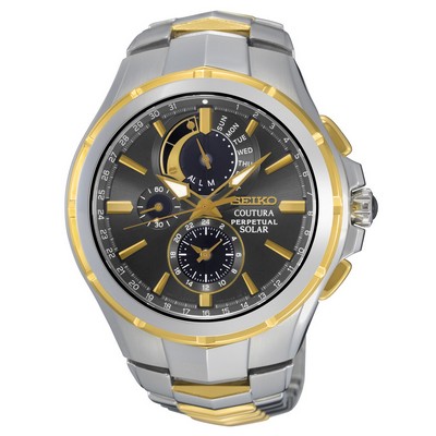 Seiko Men's Coutura Solar Perpetual Chronograph 2 Tone Bracelet Watch