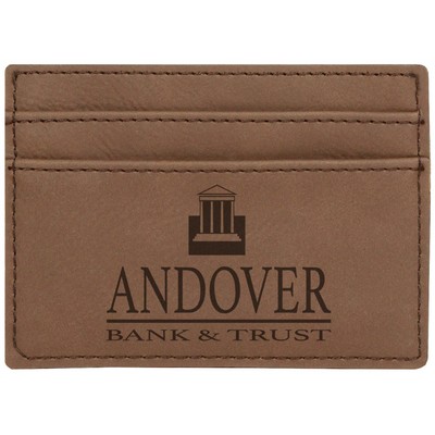 Money Clip, Dark Brown Faux Leather, 4" x 2 3/4"