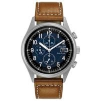 Citizen® Men's Eco Watch w/Brown Leather Strap & Blue Dial