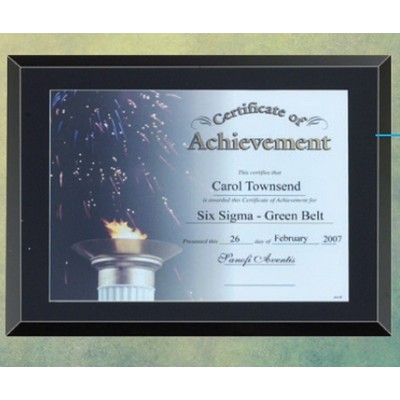 Black Glass Certificate Plaque - 11"x 14"