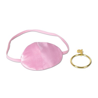 Pink Pirate Eye Patch w/ Plastic Gold Earring