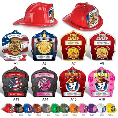 Plastic Fire Hats w/ Custom Imprinted Paper Shields