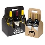 6 Bottle Black Kraft Wine Bottle Carrier