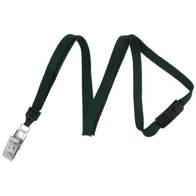 3/8" Breakaway Blank Lanyard w/Bulldog Clip (Forest Green)