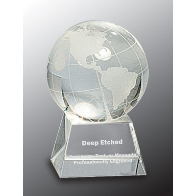 3 1/2" Crystal Globe Award on Clear Base