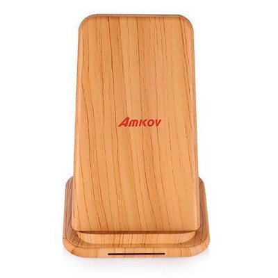 10W Wood Grain Phone Holder Wireless Charger