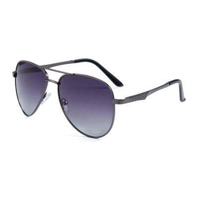 Sunglasses - Smoke Gradient Lenses - Metallic Gray Frames