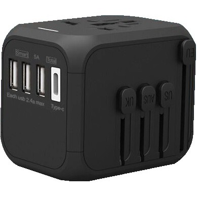 Universal World Travel Wall Charger & Converter w/USB Ports