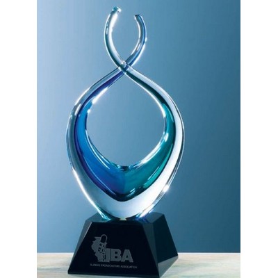 Blue Zola Twist Art Glass Award 11 1/2"H