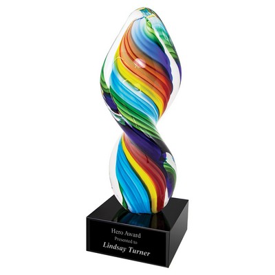 10 1/2" Rainbow Twist Art Glass Award