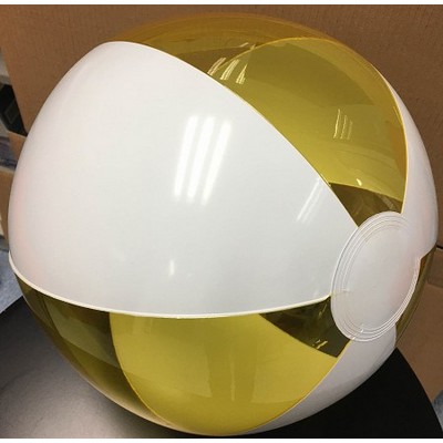 16" Inflatable Alternating Solid White & Transparent Yellow Beach Ball