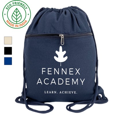 Active Drawstring Bag Backpack Eco Friendly Canvas Navy Blue