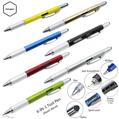 Plastic Barrel 6 In 1 Tool Pen