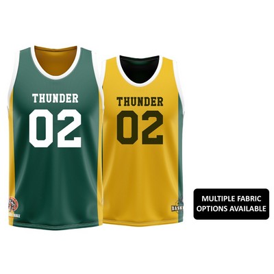 Unisex and Kids' Sublimation Reversible Basketball Jersey - Multiple Fabric Options