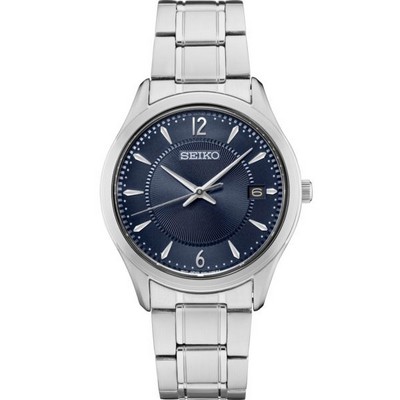 Seiko Men's Silver-tone Watch with Blue Dial