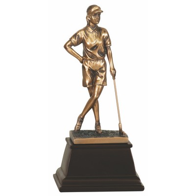 9" Bronze Female Golf Resin Award