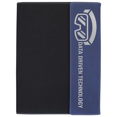 9½" x 12" Blue/Silver Leatherette & Black Canvas Portfolio