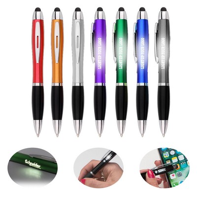 Custom Hollow Stylus Pen With Light Up Logo