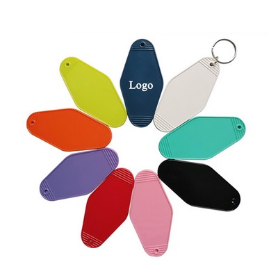 Diamond-shape Plastic Hotel Tag Keychain