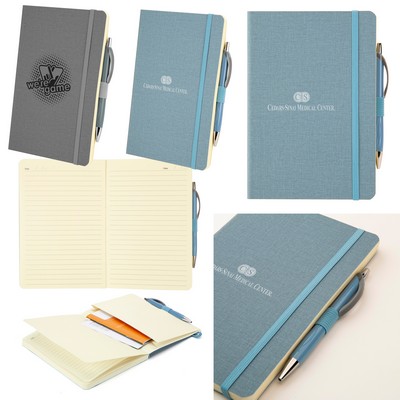 Crosshatch Pu Notebook W/Pen