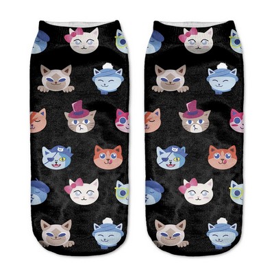 Black Lovely Kid Cartoon Animal Socks - Cat