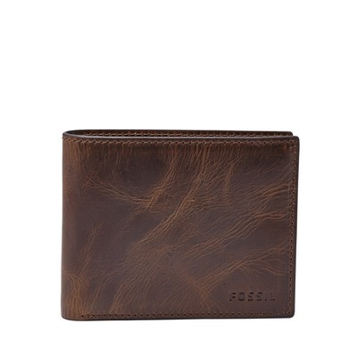 Fossil Derrick Mens RFID Bifold Wallet, Brown