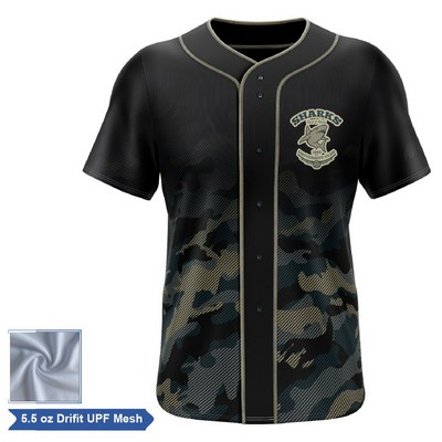 Sublimation UPF Mesh Full-Button Baseball Jersey - Men Women Kids