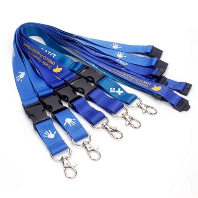 1 x 36 Polyester Silkscreen Lanyard with Safety Breakaway and Buckle Release