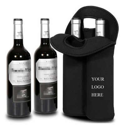 Portable Neoprene 2 Wine Bottle Holder