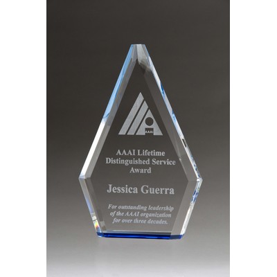 Flame Series Clear Crystal Award w/ Blue Accented Bottom (5-1/2 " x 8 ")