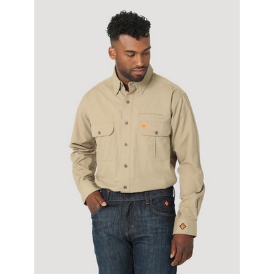 Wrangler® Flame Resistant Men's Khaki Beige Vented Work Shirt