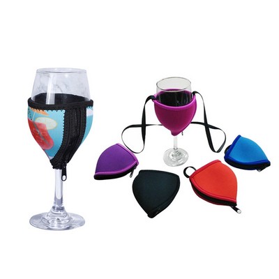 Neoprene Wine Glass Sleeve with Lanyard