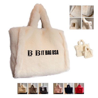 Women Plush Fluffy Tote Bag