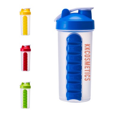 24Oz Shaker Bottle w/Mix Ball & Pill Organizer