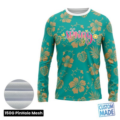 Unisex and Kids' Full Sublimation Long Sleeve T-Shirt - 150G Performance Grade Pinhole Mesh